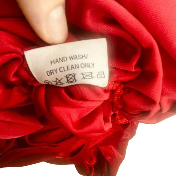 Revolve Miscreants London One Shoulder Midi Red Velvet Dress with Gloves - Picture 11 of 11